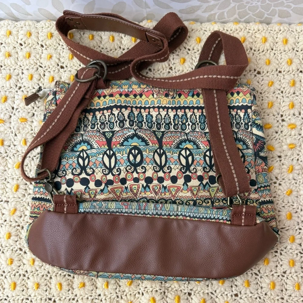 Sakroots Artist Circle Convertible Messenger Backpack Boho Peace Hippie Bag Y2K - Picture 6 of 13